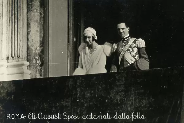 Spouses Maria Jose and Umberto II of Savoy acclaimed by the crowd