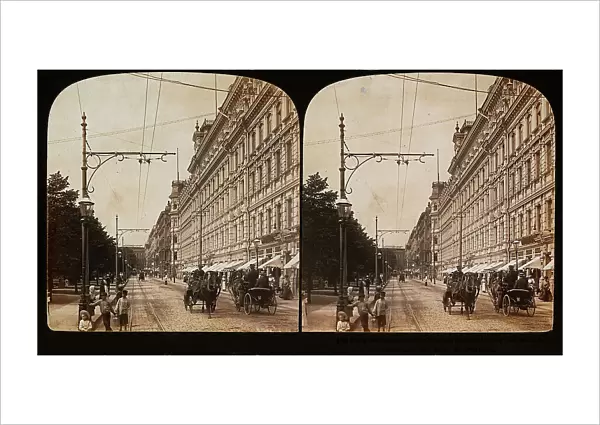 The Esplanade Boulevard, the central artery of the city of Helsinki (Helsingfors), Finland. Stereoscopic photography