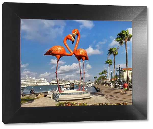 Aruba, Oranjestad, Flamingos Sculpture