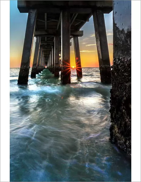 Florida, Naples, famous pier at sunset