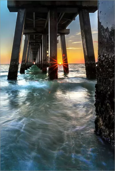 Florida, Naples, famous pier at sunset