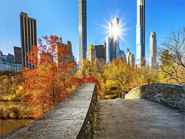 New York City, View Of Billionaire's Row from Gapstow Bridge Central Park