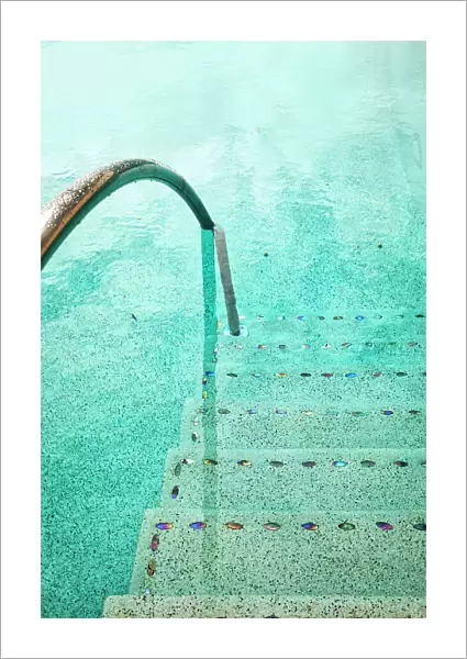 Bermuda, Details of pool steps with aquamarine water
