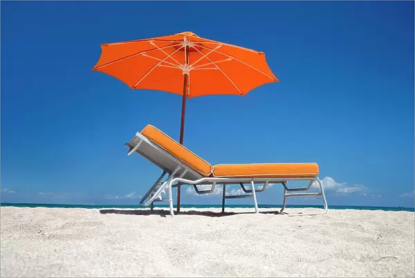 Florida, Miami, South Beach, empty beach chair