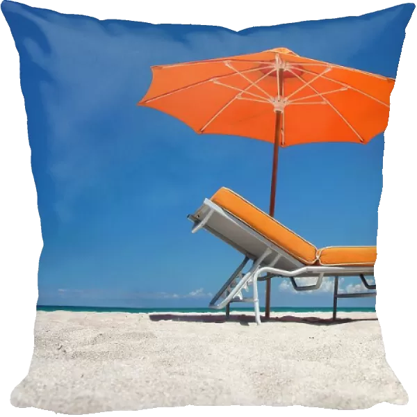 Florida, Miami, South Beach, empty beach chair