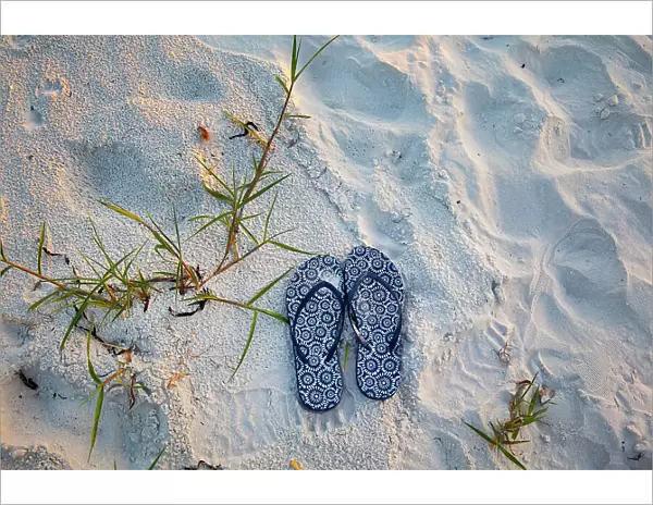 Florida, Saint Petersburg Beach, flip flops on sand