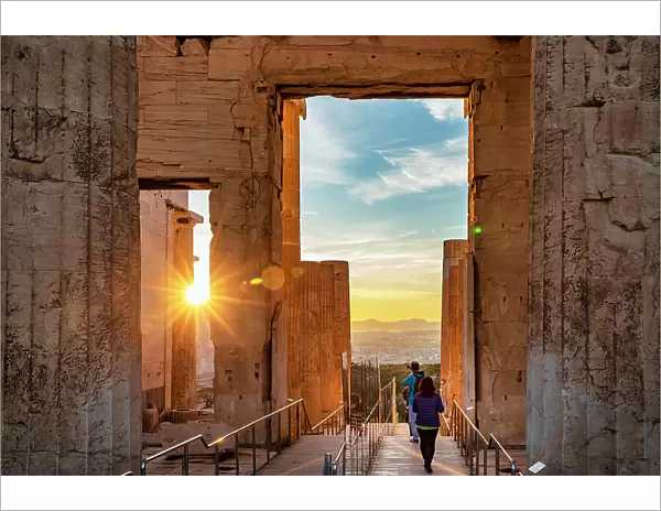 Greece, Athens, Acropolis, Tourist at the Parthenon