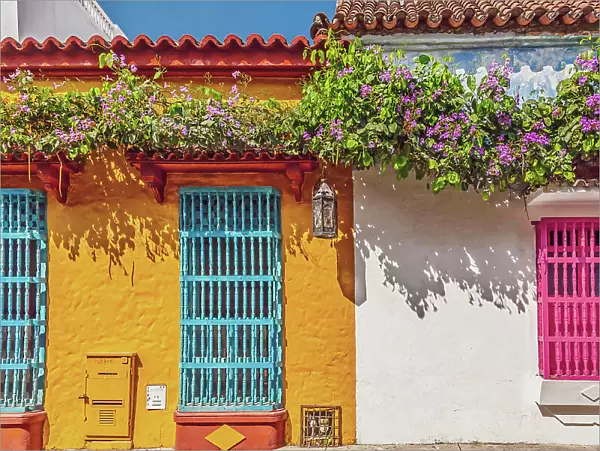 Colombia, Cartagena, old town, typical facade