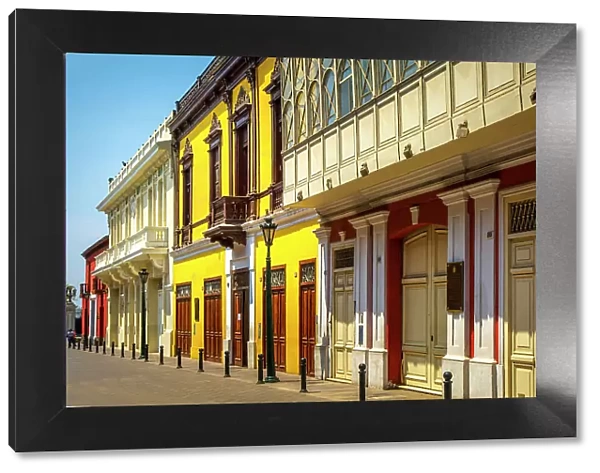 Peru, Lima, Historic District, colorful facades