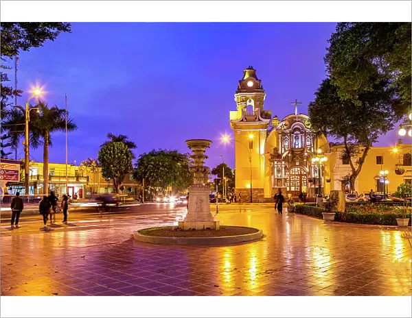 Peru, Lima, Plaza de Armas Barranco and Santisima Cruz church