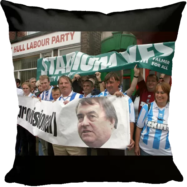 Albion fans with giant banner outside East Hull labour party office