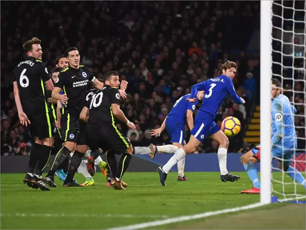 Marcos Alonso Scores Chelsea's Second Goal Against Brighton in Premier League Clash at Stamford Bridge