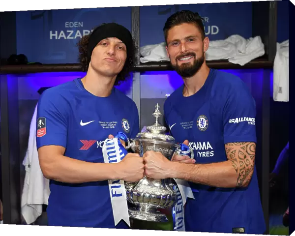 Chelsea FC: FA Cup Victory - David Luiz and Olivier Giroud with the Trophy (2018)