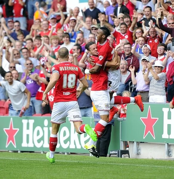 Bristol City Celebrates Goal Against Brentford: Kodjia and Williams Rejoice