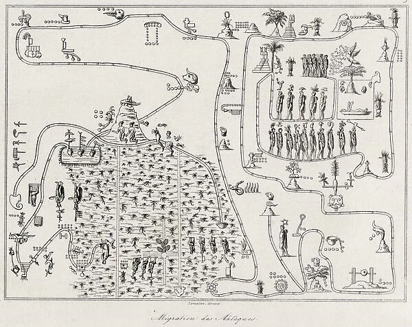 1704 Gemelli Map of the Aztec Migration