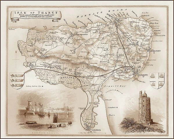 1840s Victorian Map of Isle Of Thanet