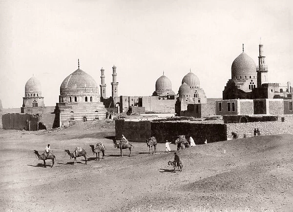 19th century vintage photograph - Egypt - tomb of the Caliphs, Mamluks, Cairo