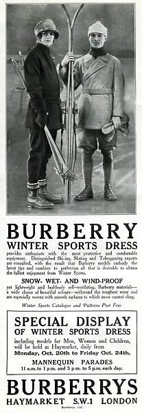 Advert for Burberry Skiing outfits 1924