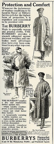 Advert for Burberrys WWI service coats 1916