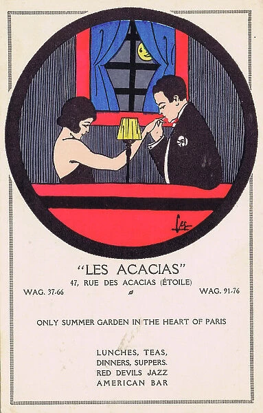 Advertising card for the Acacias night-club