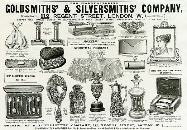 Advert for Goldsmiths & Silversmiths Victorian items 1896