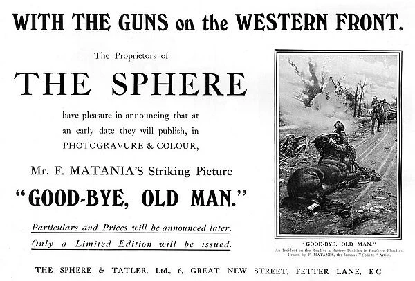 Ad for Goodbye, Old Man by Matania, WW1