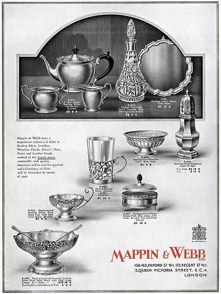 Advert for Mappin & Webb sterling silver xmas gifts 1927