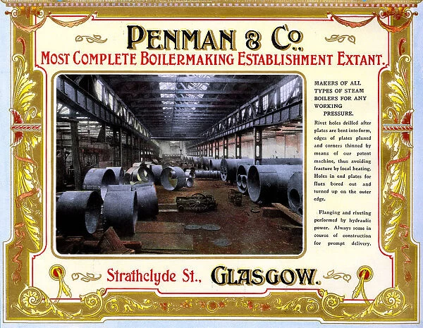 Advert, Penman & Co, Boilermakers, Glasgow, Scotland
