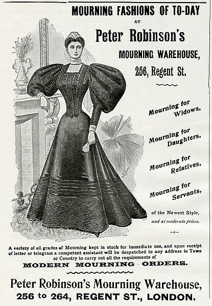 Advert for Peter Robinson's mourning clothing 1896