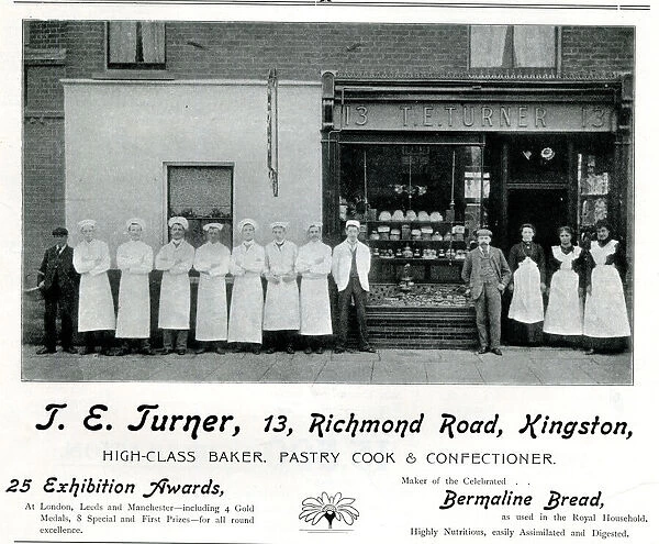 Advert, T E Turner, Bakery, Kingston-on-Thames, Surrey