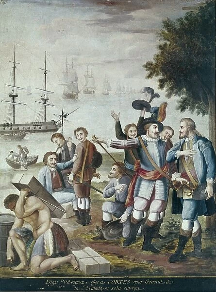 America (1519). Diego Velằuez entrusting to