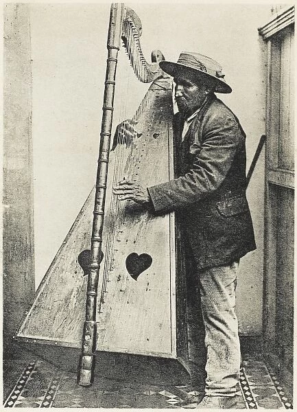 An Andean Harpist with his harp