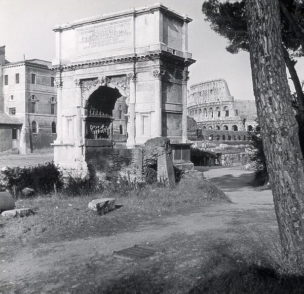 Arch of Titus and the Colosseum, Rome, Italy