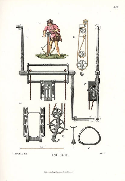 Archer with two-pulley winch crossbow
