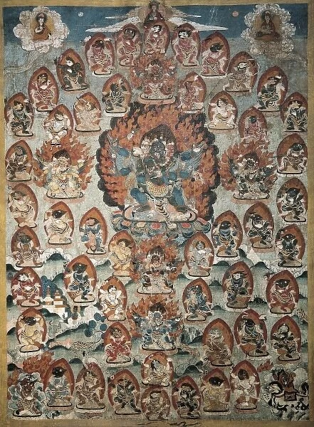 Art from North Nepal. The Heaven. Tempera on