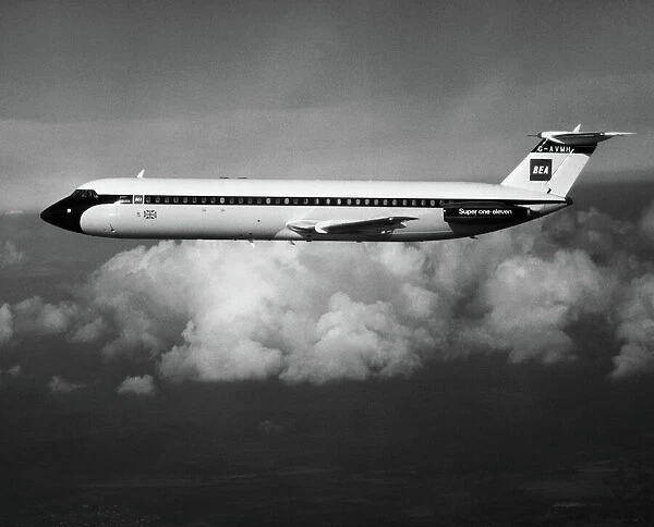 BAC 1-11. Bea BAC 1-11 Super One-Eleven Airliner Flying over Southern England