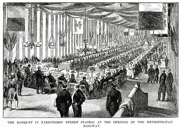 Banquet at Metropolitan underground opening, London 1863
