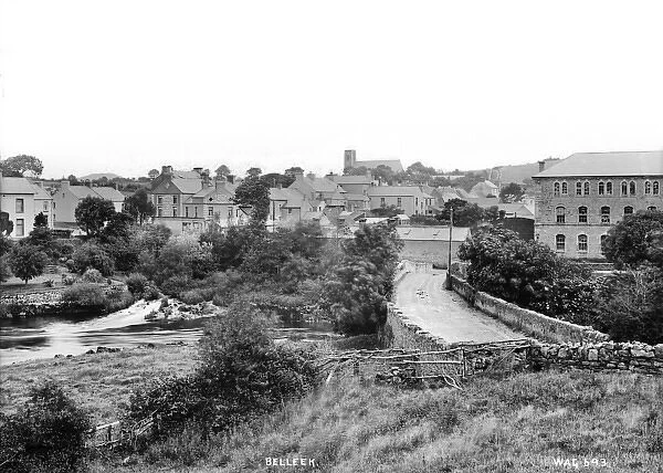Belleek - a panoramic view of part of the village, with river on the left