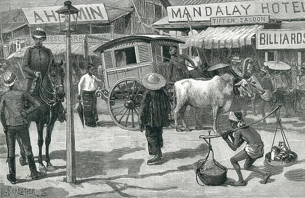 Bhurma. Colonial period (1887). Street in Mandalay