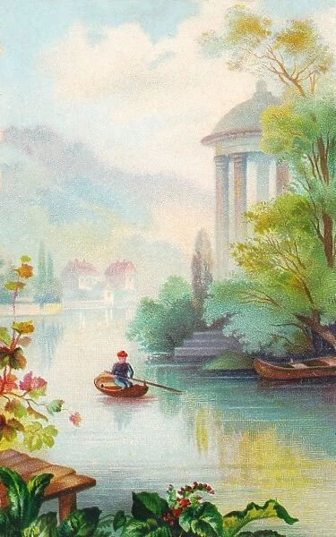 Boating scene on a greetings card