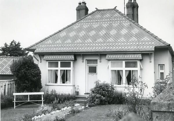 Bungalow with patterned slate roof, North Wales