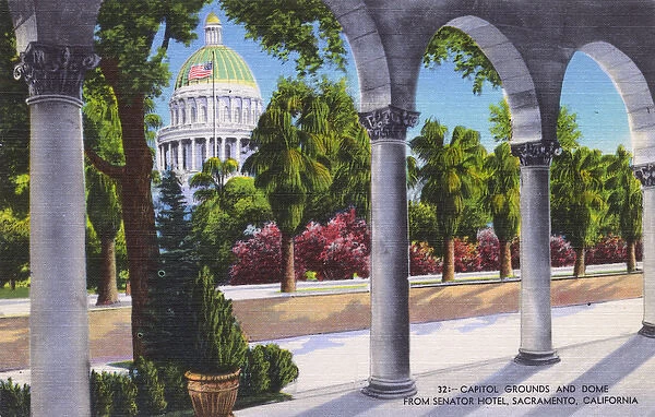 Capitol grounds and dome, Sacramento, California, USA