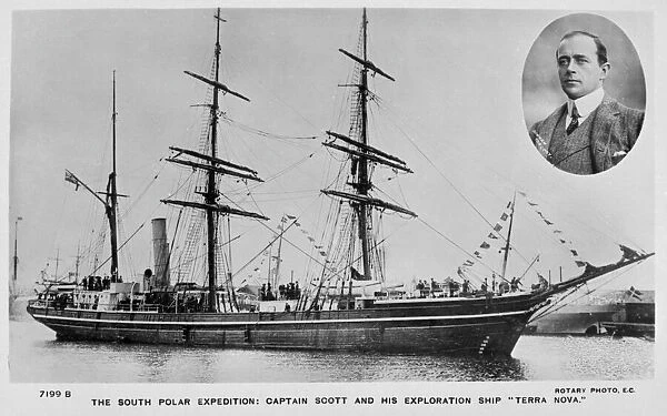 Captain Scott and his exploration ship, Terra Nova