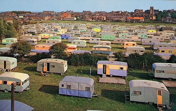 Caravans in Martello Camp, Walton-on-the-Naze, Essex