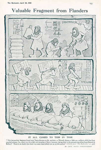 Cartoon by Bruce Bairnsfather in the style of Egyptian Hieroglyphs