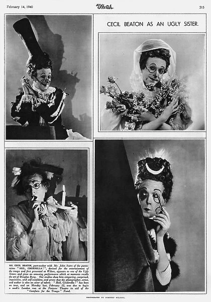 Cecil Beaton as an ugly sister in Heil Cinderella, 1940