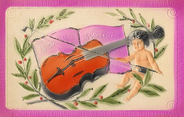 Cherub playing the violin. To My Valentine