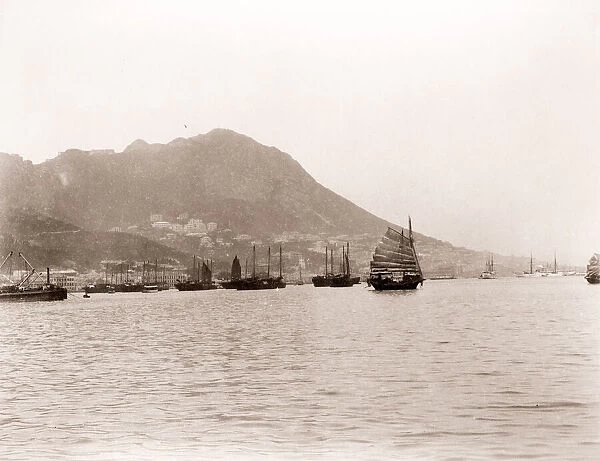 China c. 1880s - boats Hong Kong harbour