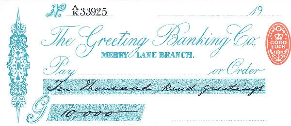 Christmas cheque from the Greeting Banking Co