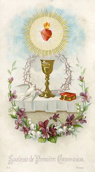 Chromolithograph Devotional Card - First Communion